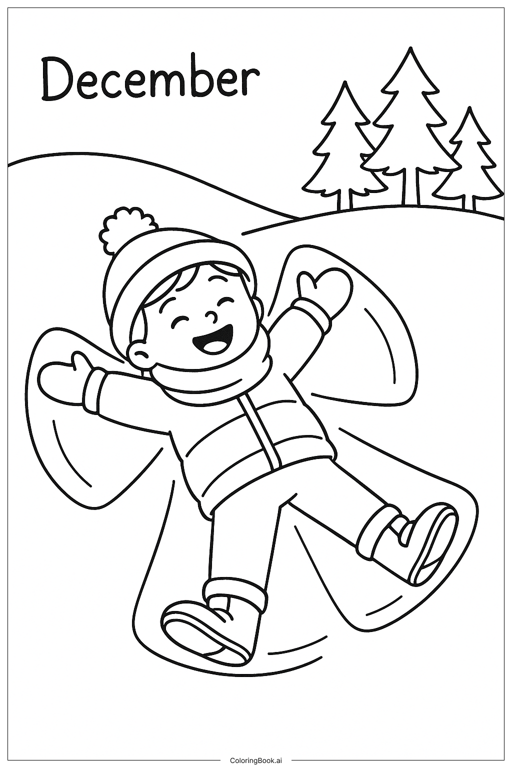  Dezember Schneeengel Ausmalseite 