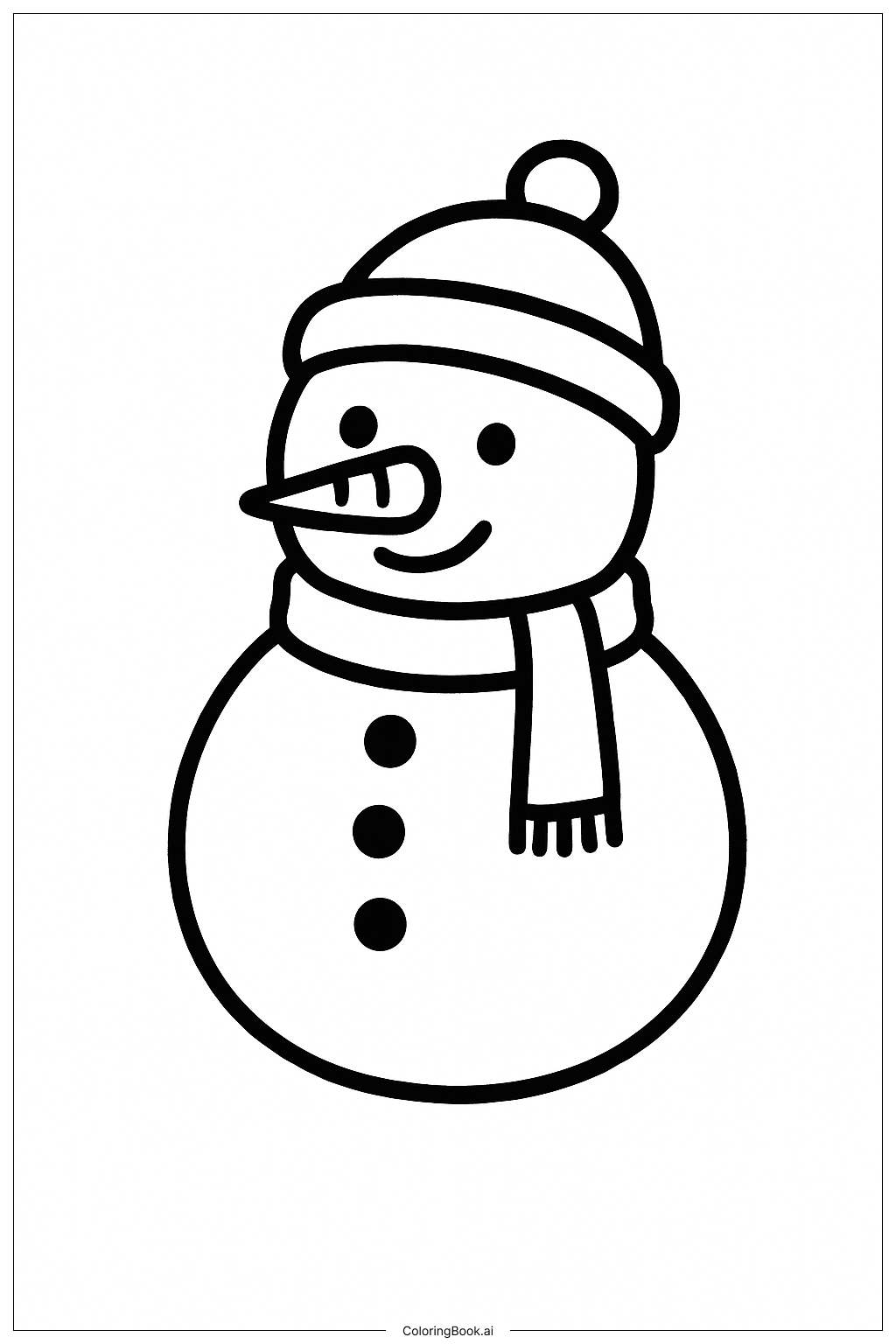  Lächelnder Schneemann im Dezember Ausmalseite 