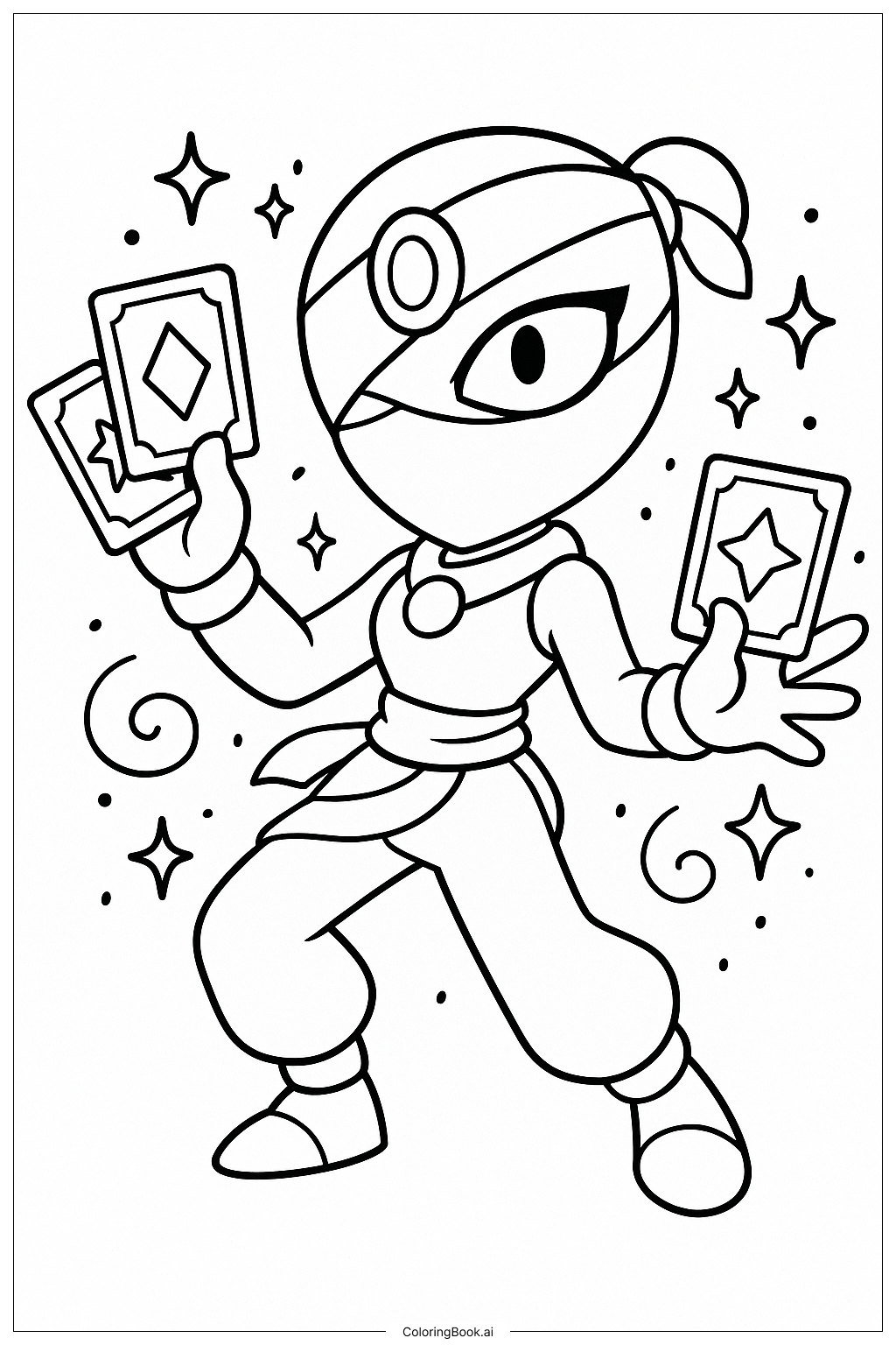  ブロースターズのタラと彼女のミスティックカードの塗り絵ページ 