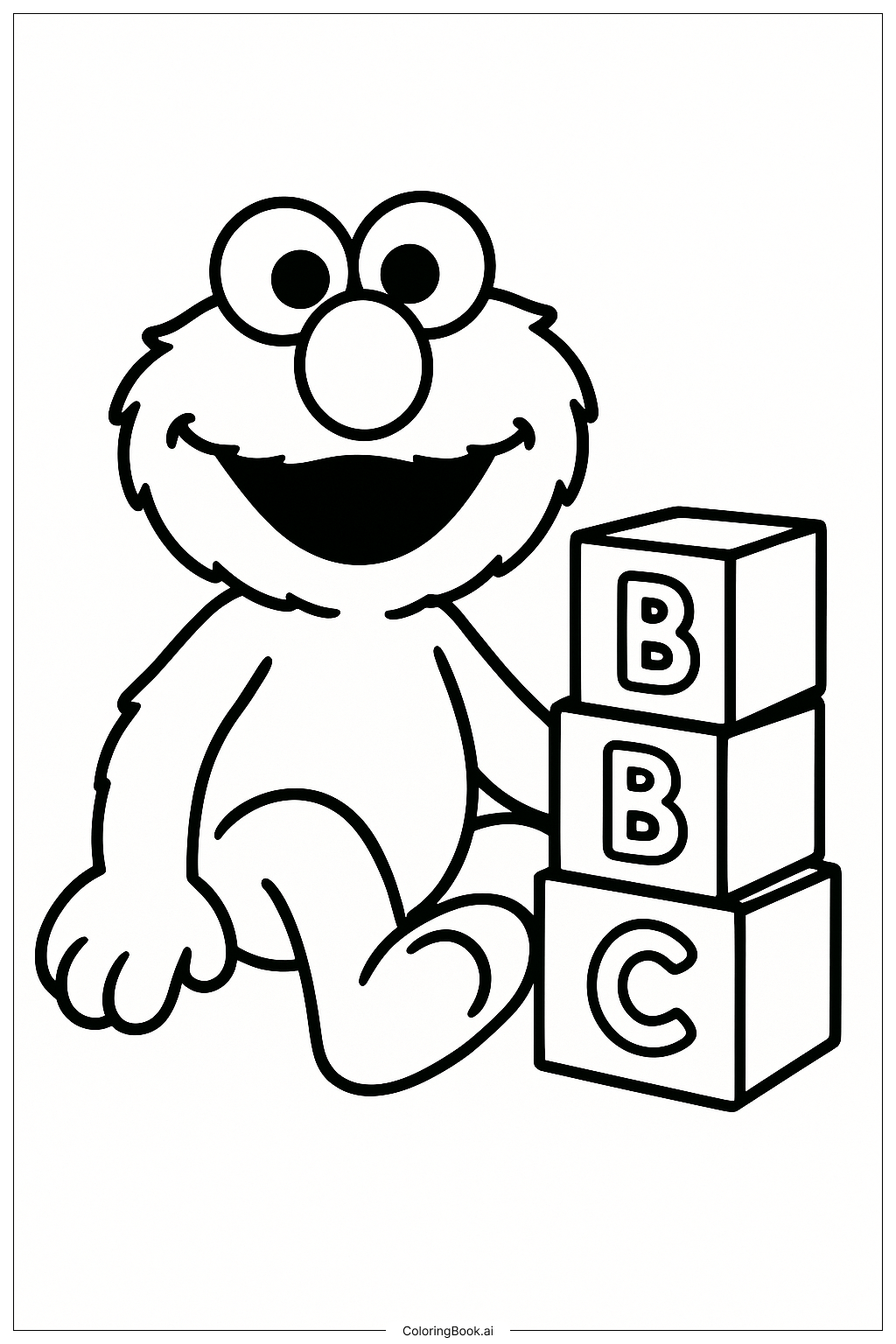  Elmo mit Alphabetblöcken Ausmalseite 