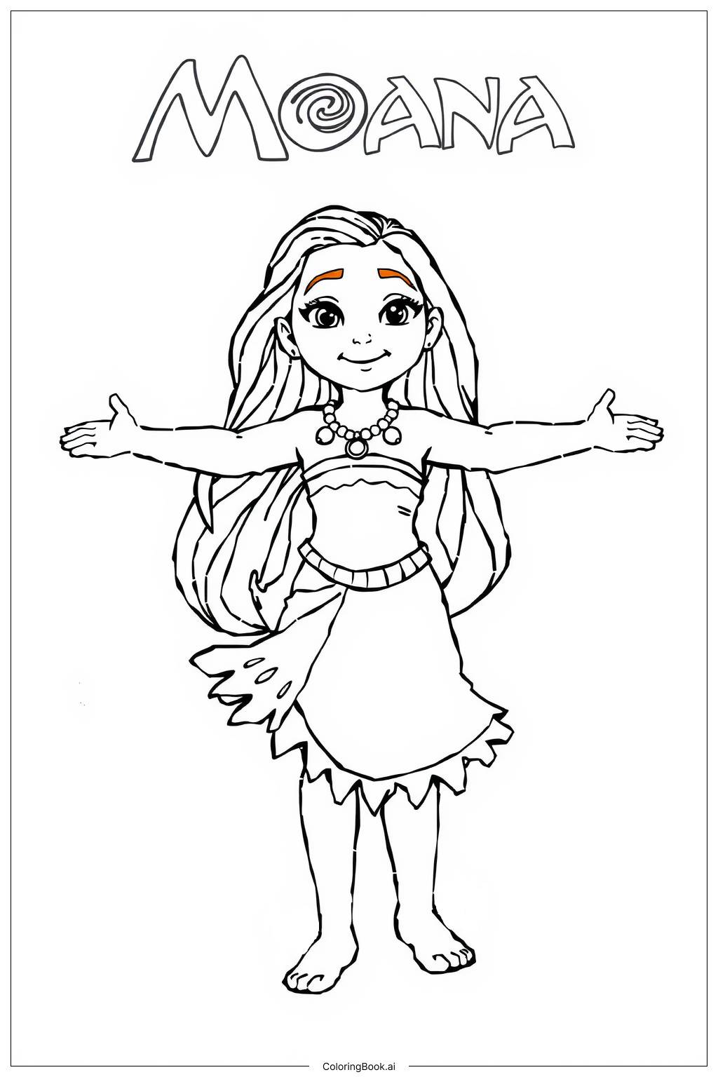  Moana's adventure with the ocean animals Coloring Page 