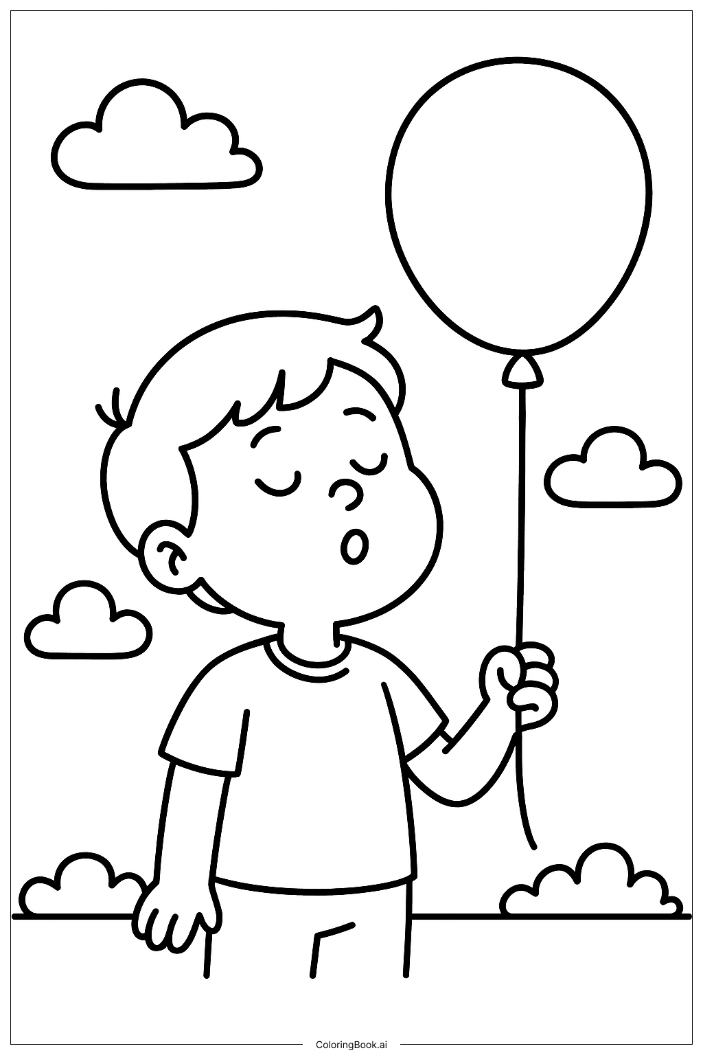 深呼吸バルーンメンタルヘルスの塗り絵ページ