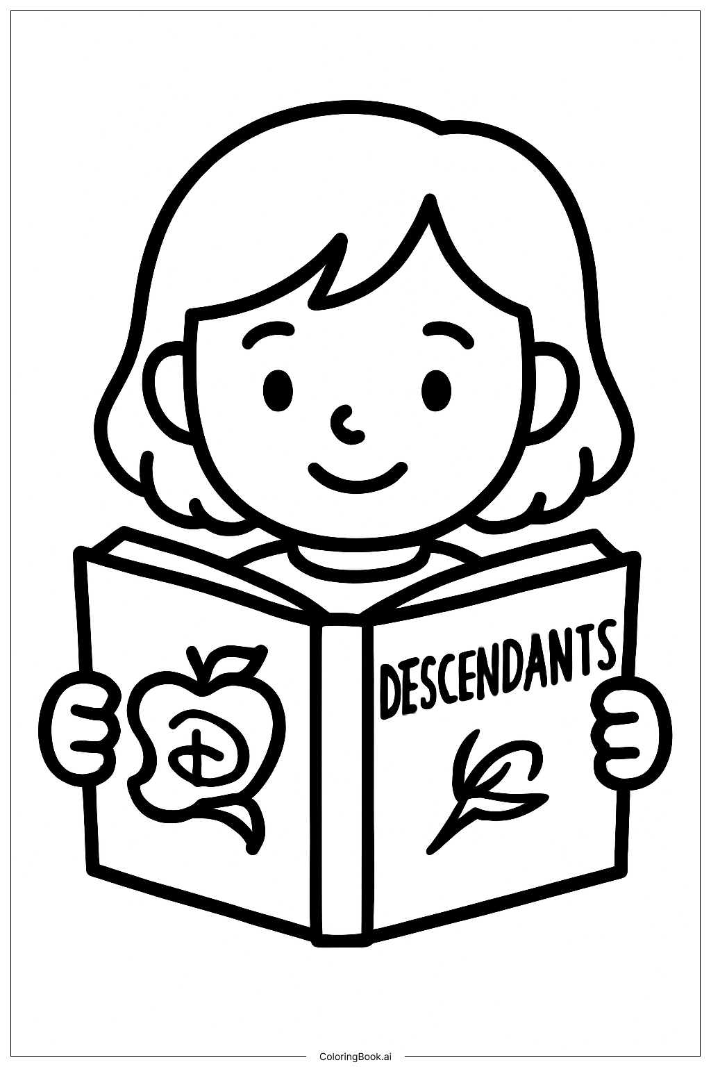  Trang tô màu Đứa Trẻ Trong Descendants Với Quyển Sách 