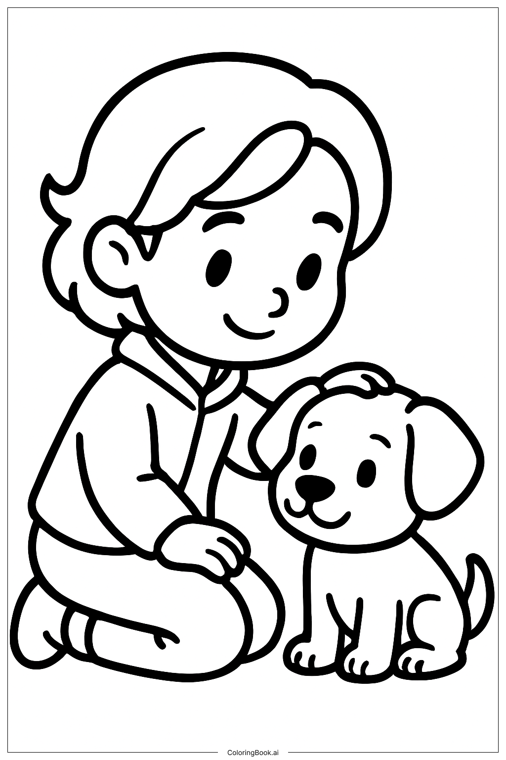  Trang tô màu Con Cháu Với Chú Chó Con 