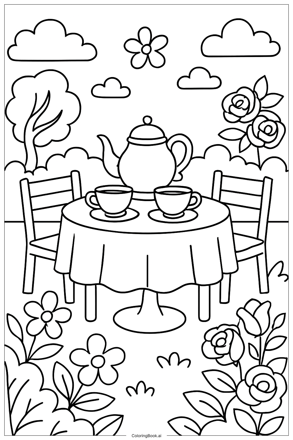  Trang tô màu Tiệc Trà Vườn Con Cháu 