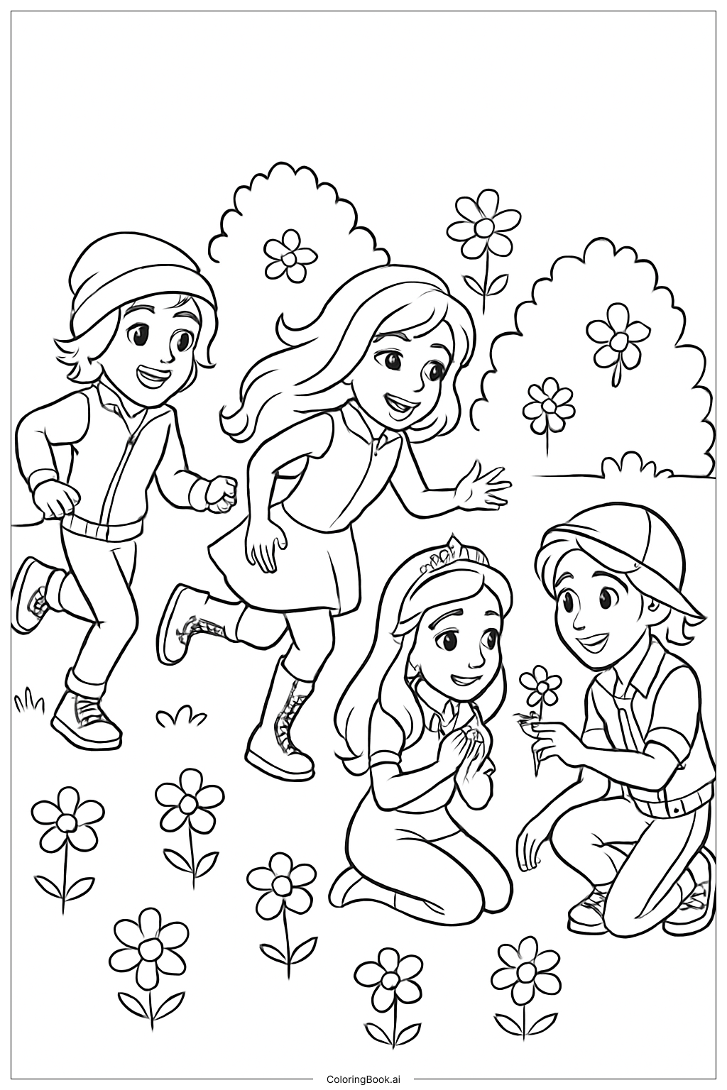  Trang tô màu Các con chơi trong vườn 