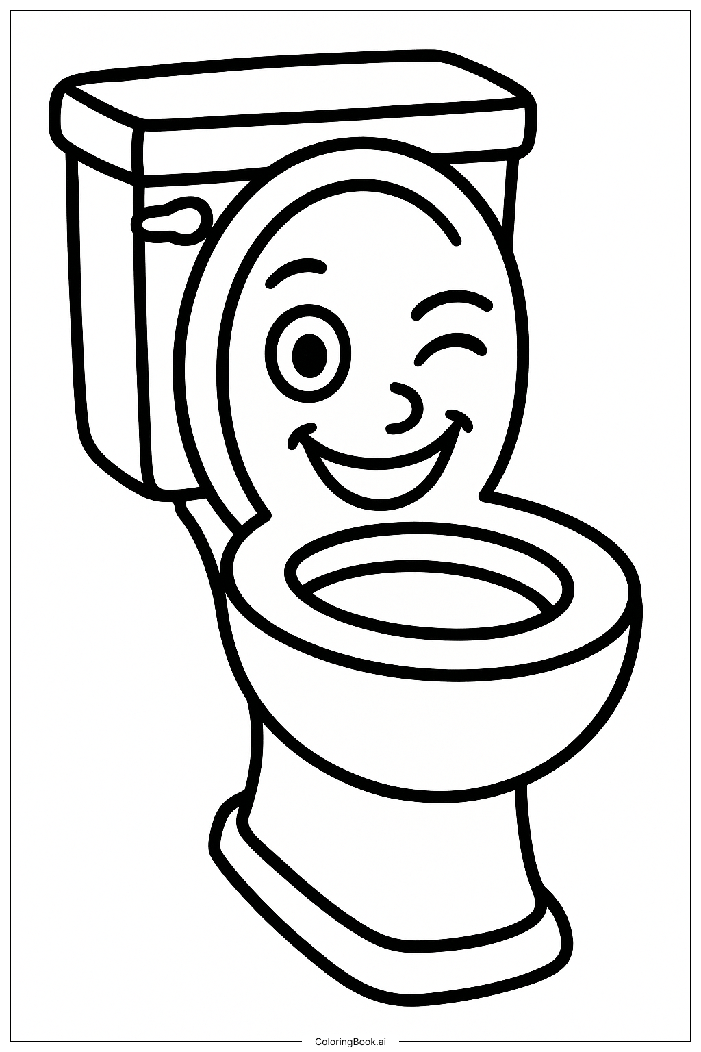  Page de coloriage Toilette Skibidi qui fait un clin d'œil 