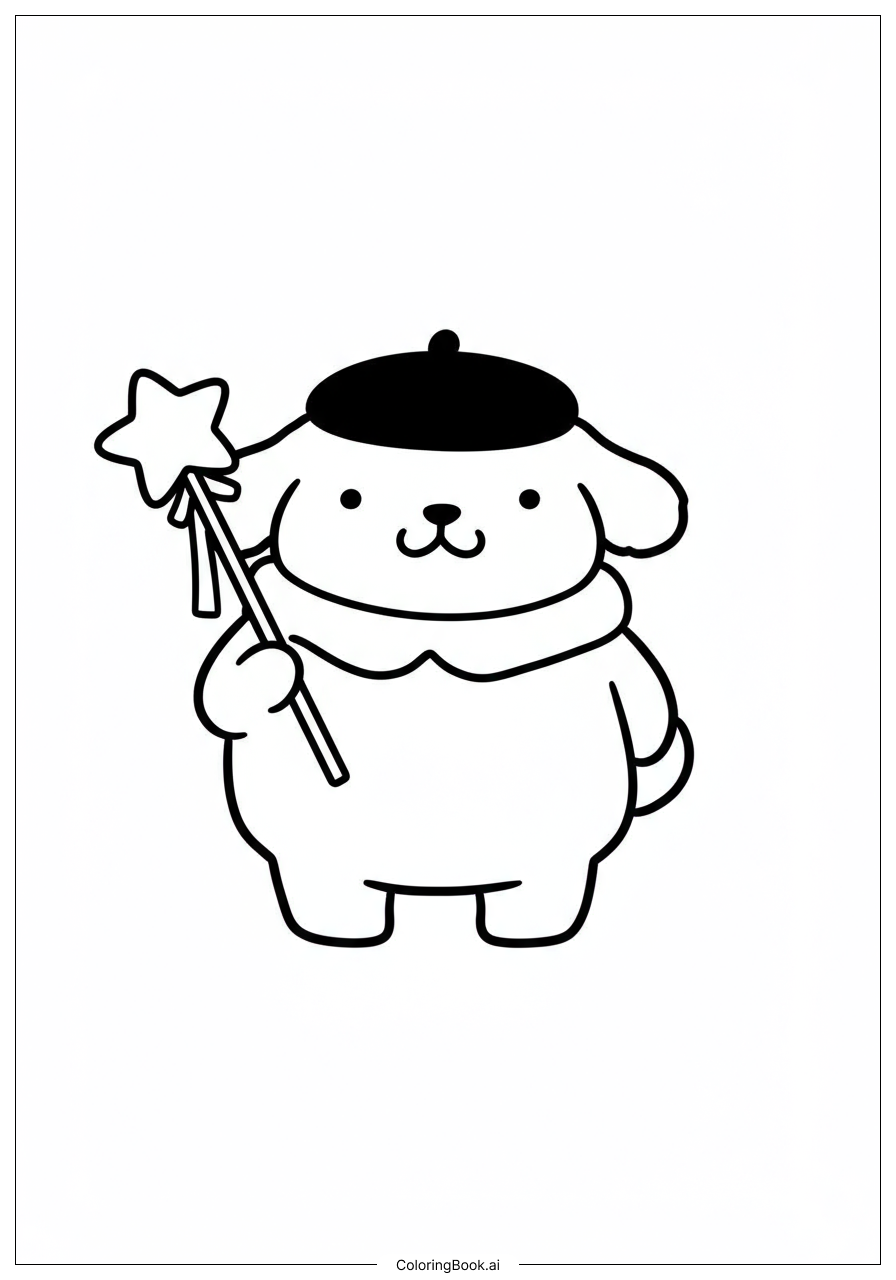 Trang tô màu Pompompurin Với Đũa Sao