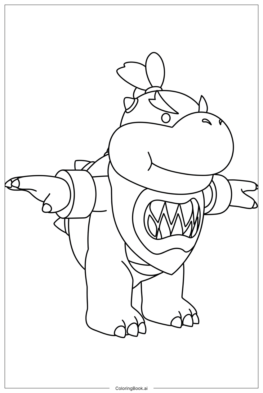 腕を広げて遊び心たっぷりにバランスをとるクッパJr.