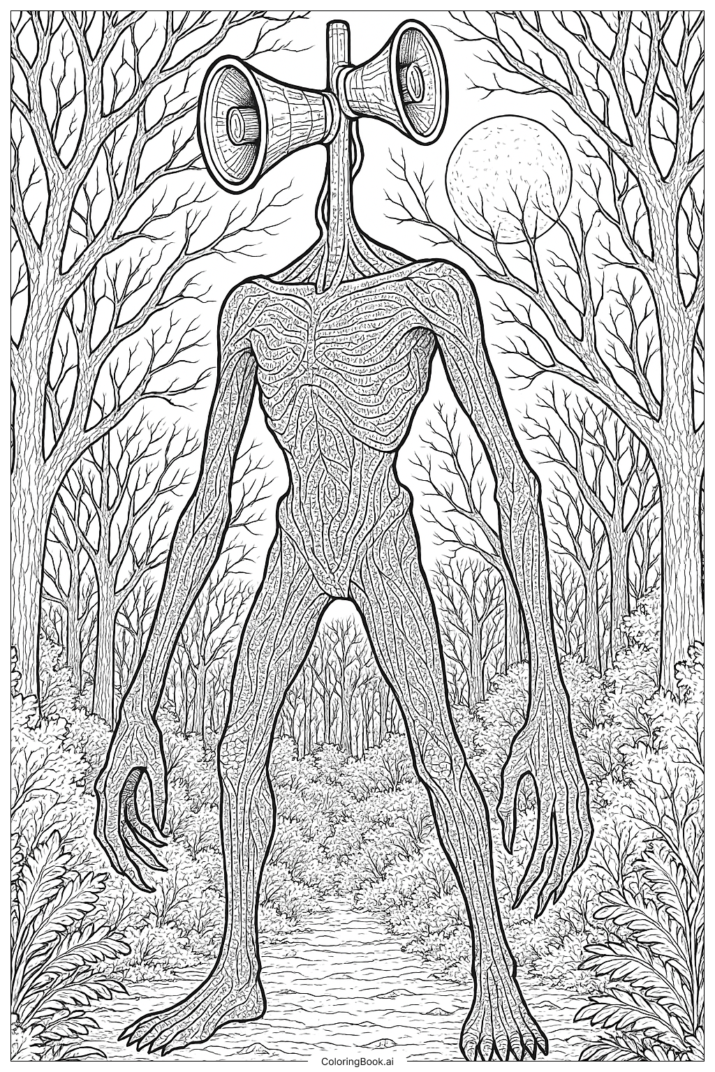  Page de coloriage Un portrait réaliste de Siren Head 