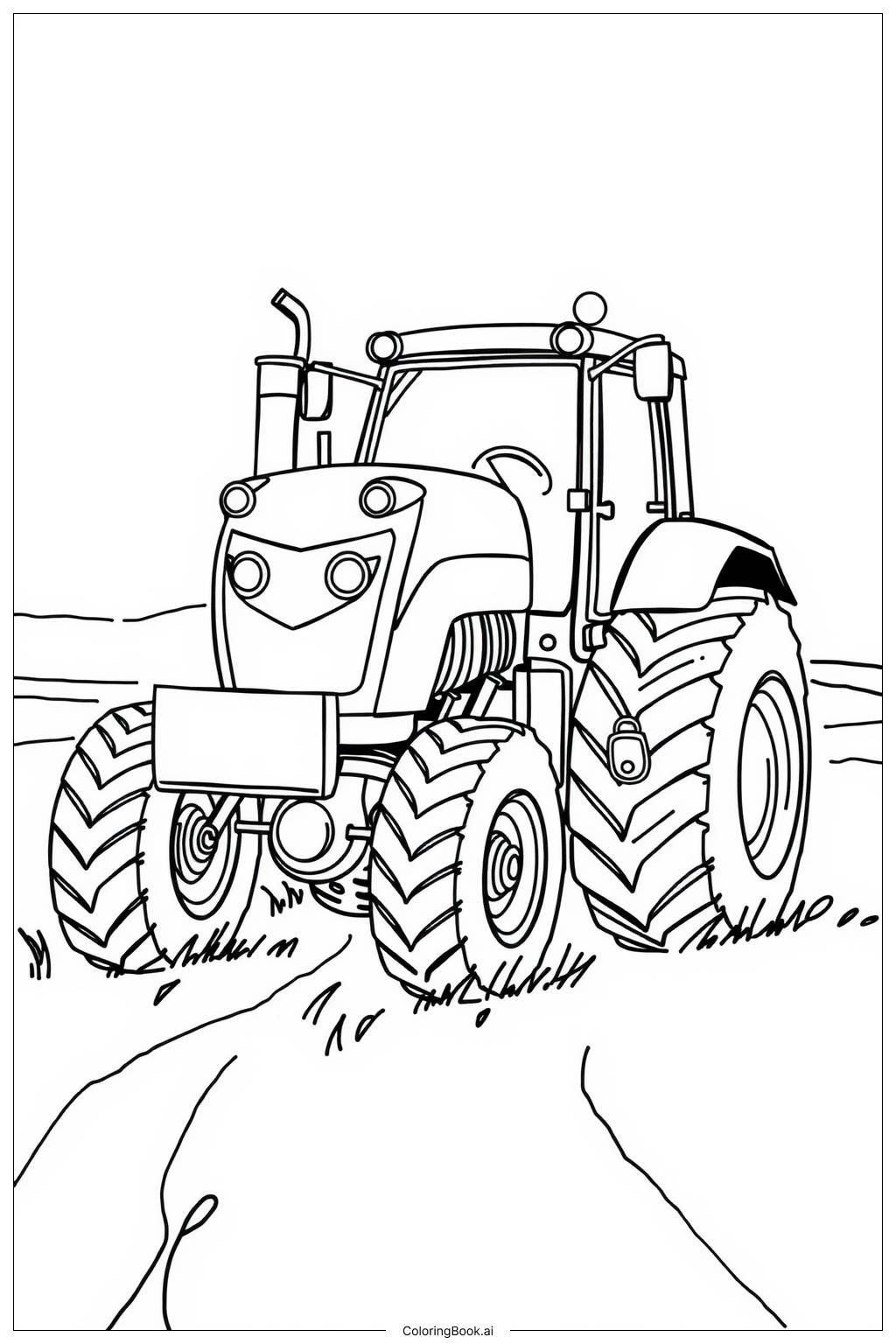  Página para colorear de Tractor Cosecha Tiempo 