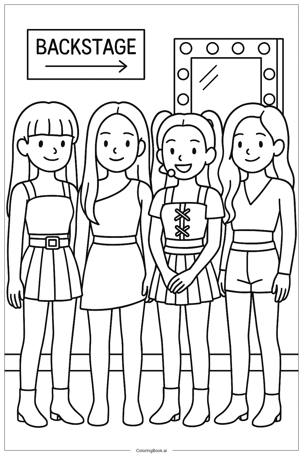  Blackpink Group Backstage Before A Show Coloring Page 