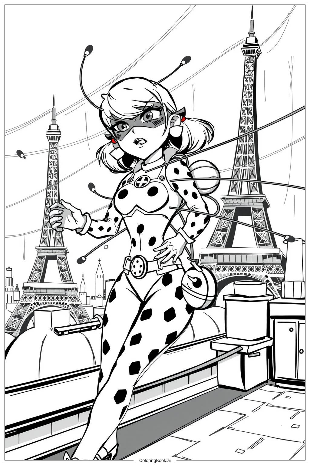  Página para colorear de Miraculous Ladybug Protegiendo a Kwami 