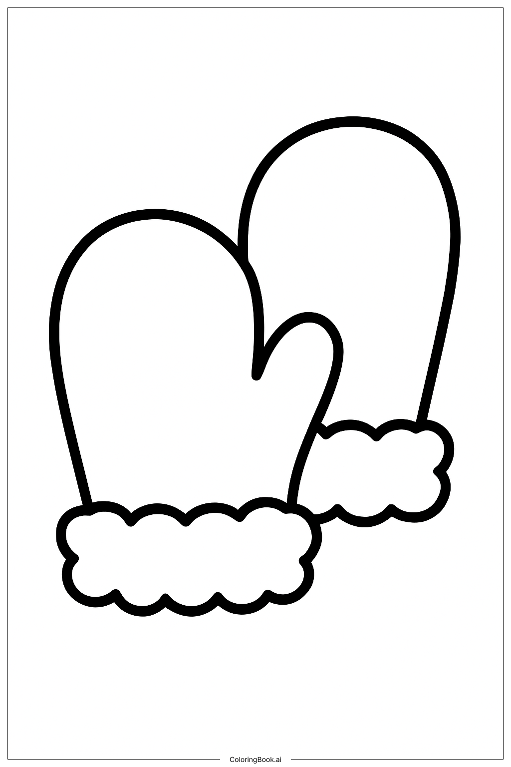 Fluffy Mitten Pair Coloring Page