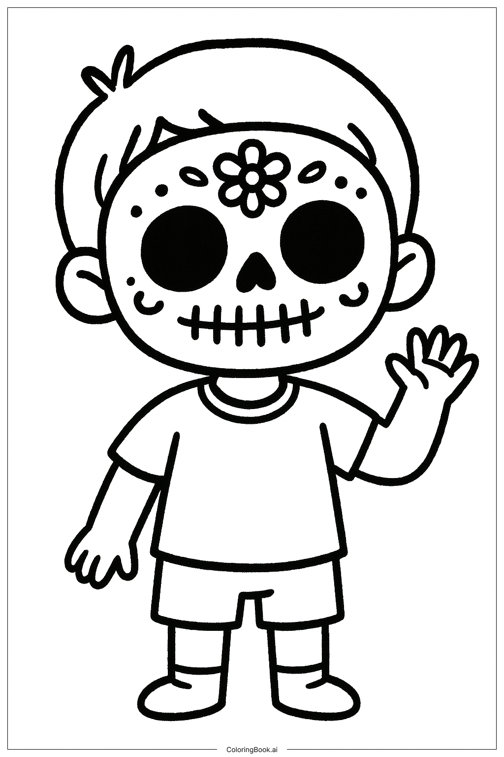 Dia De Los Muertos Child With Mask