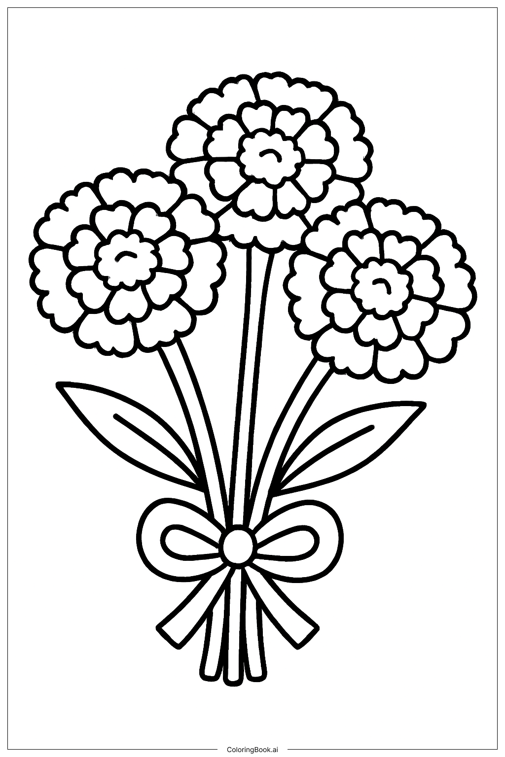  Página para colorear de Ramo Simple de Cempasúchil para el Día de los Muertos 