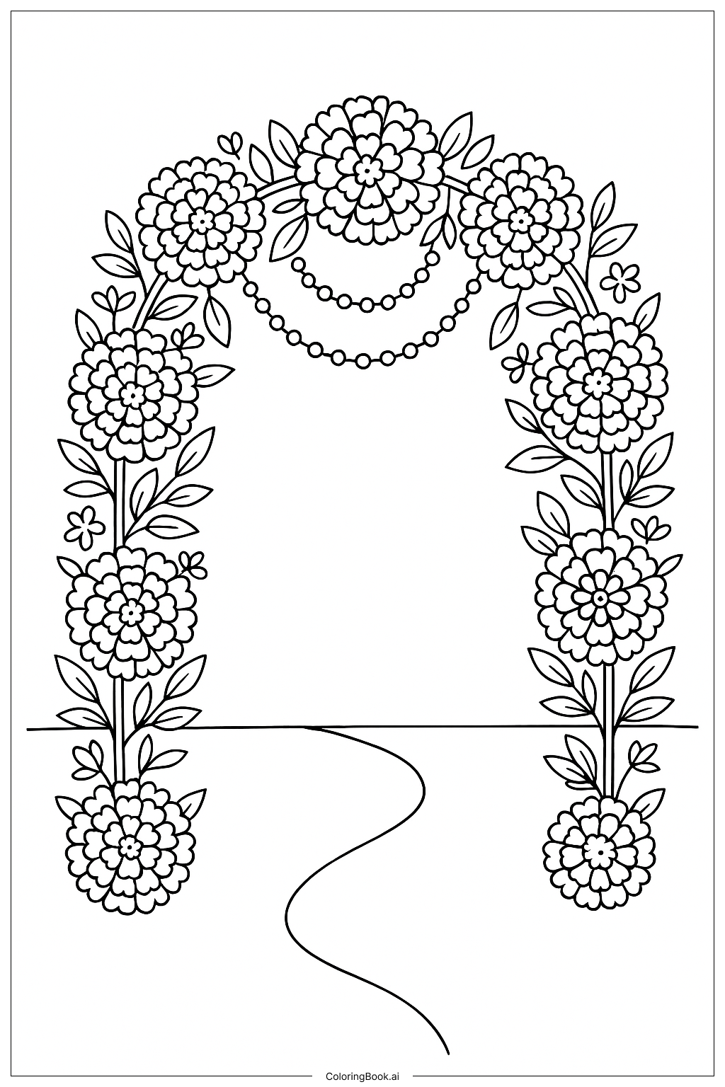  Dia De Los Muertos Marigold Garland Arch Coloring Page 
