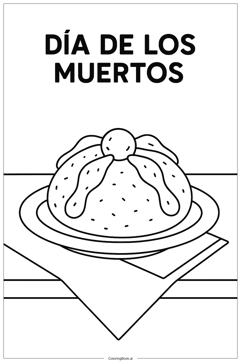  亡靈節傳統甜麵包盤著色頁 