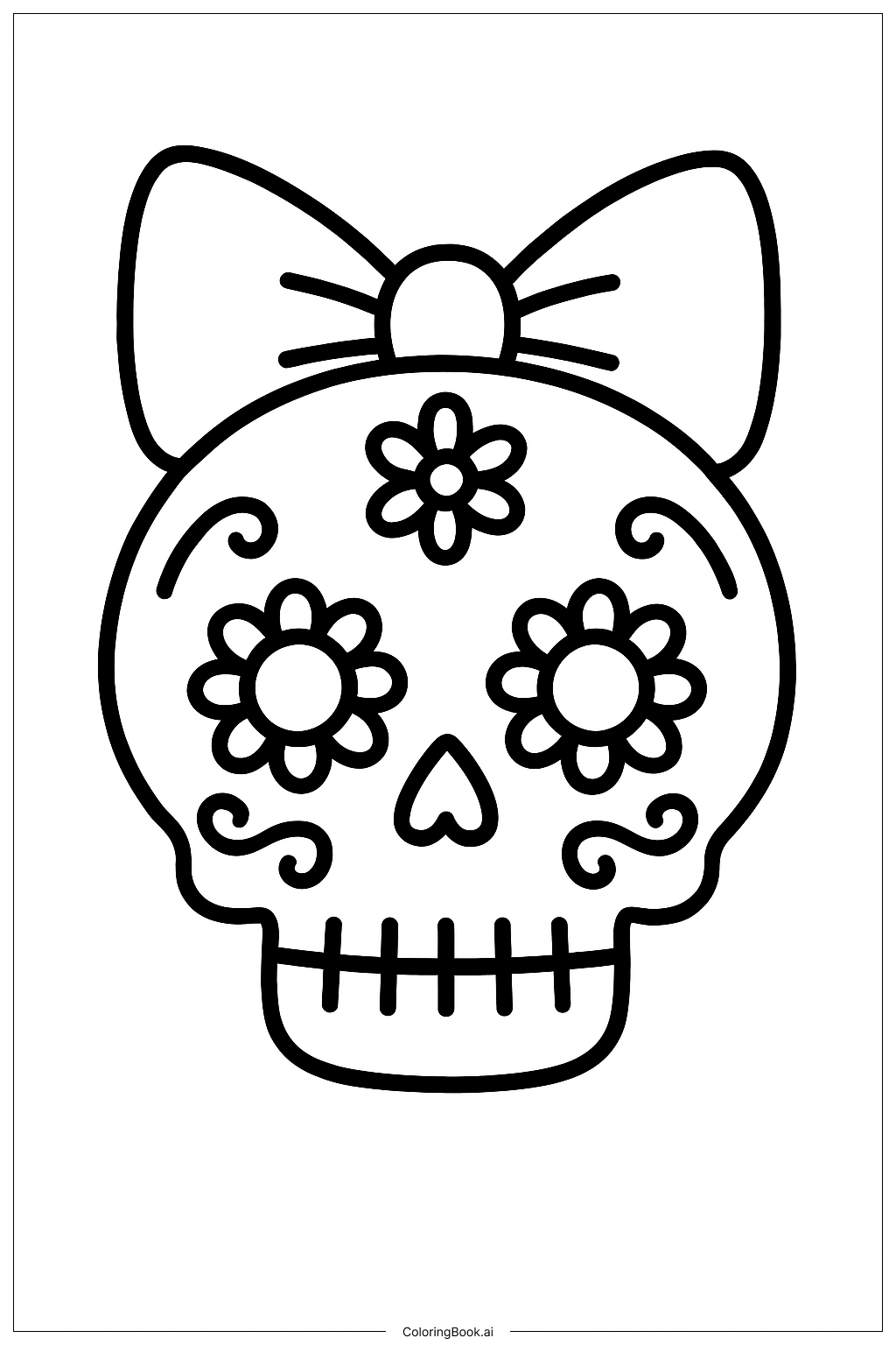 Calavera de Día de Muertos con Lazo