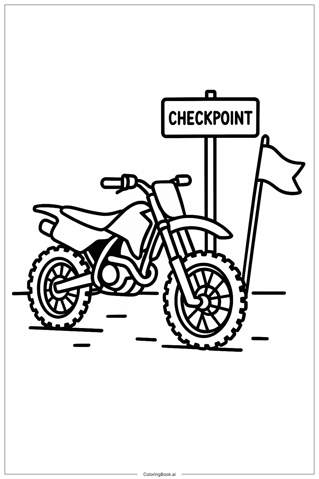  체크포인트의 흙 오토바이 색칠공부 페이지 