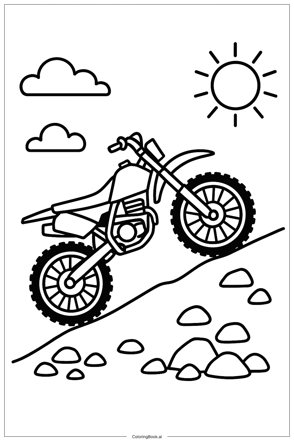  Page de coloriage Ascension de colline en moto tout-terrain 