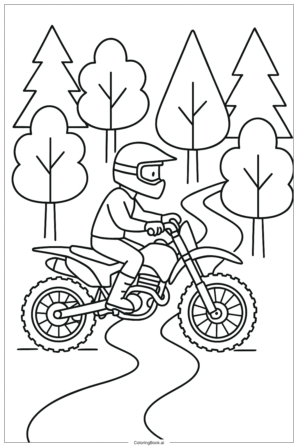  숲속의 dirt bike 색칠공부 페이지 