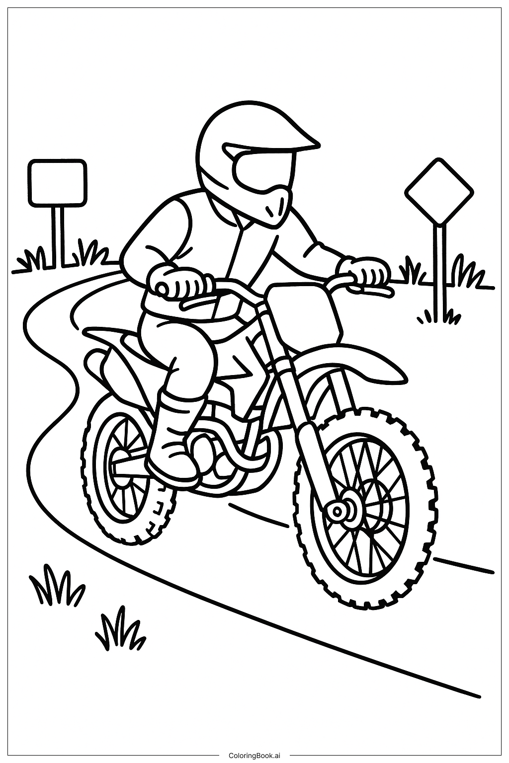 구불구불한 도로 위의 더트 바이크