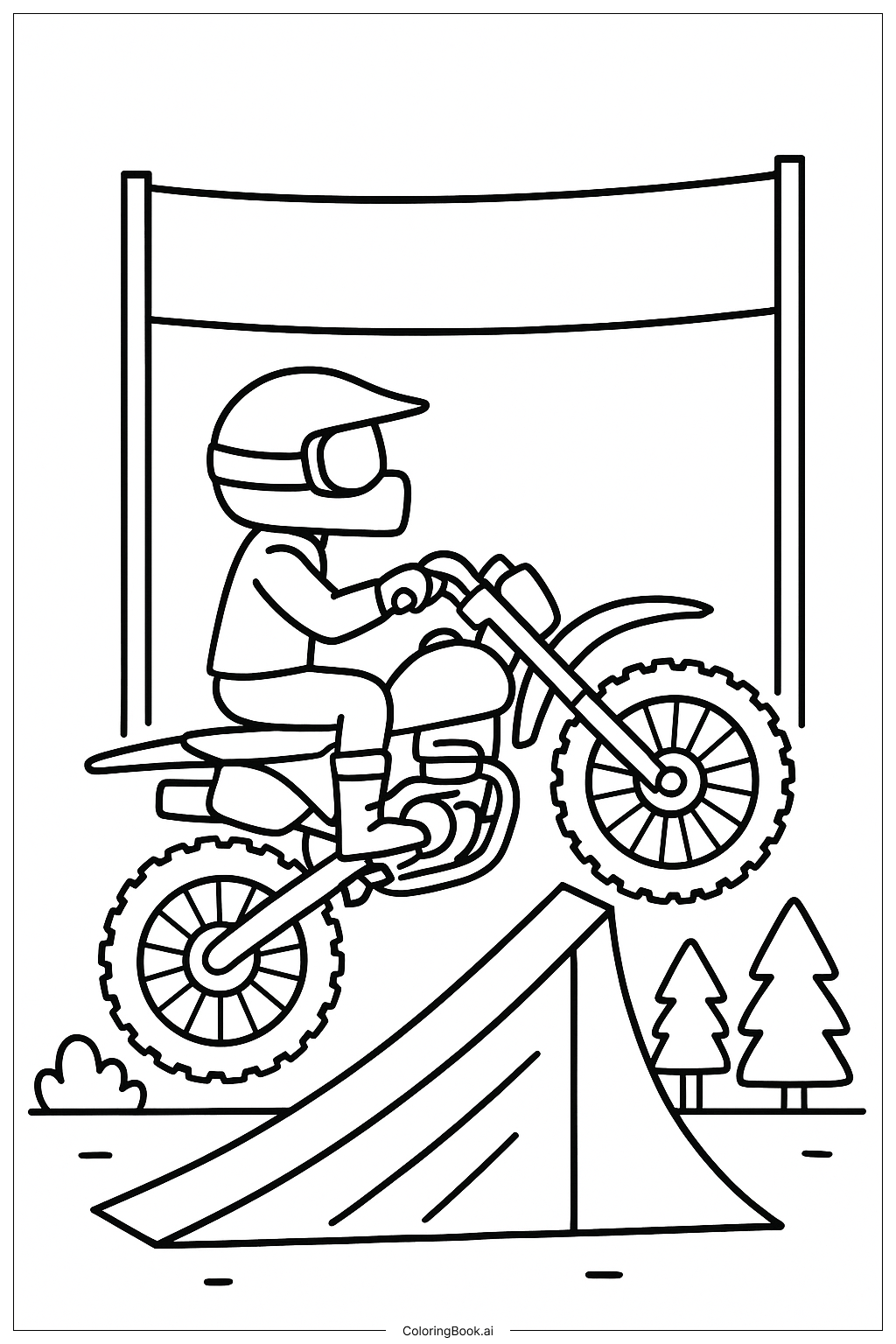 램프 위의 더트 바이크 색칠공부 페이지 