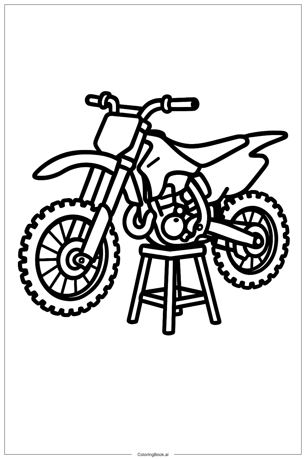  스탠드 위의 흙자전거 색칠공부 페이지 