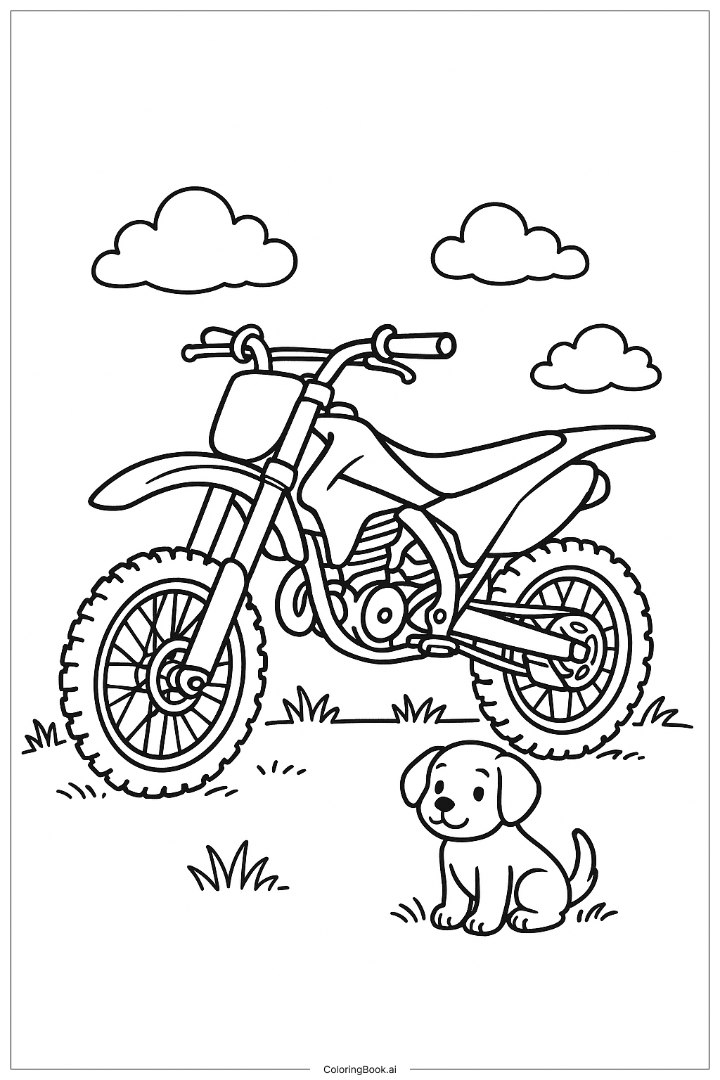  Page de coloriage Pratique de Chiot en Moto Tout-Terrain 