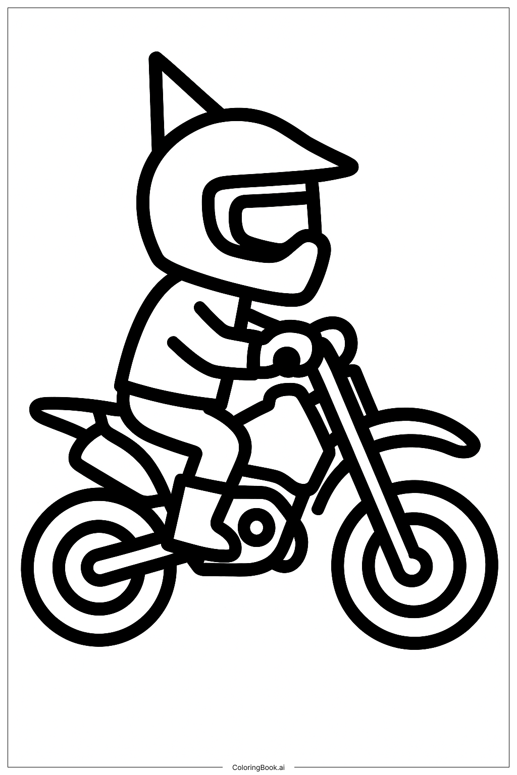 파티 모자를 쓴 흙길 자전거 라이더 색칠공부 페이지 