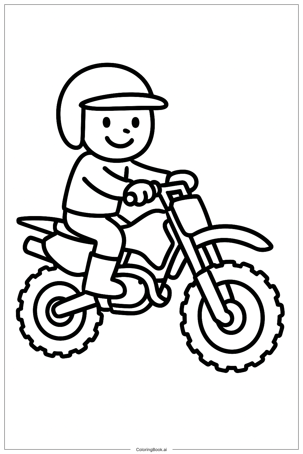  더트 바이크 미소 짓는 라이더 색칠공부 페이지 