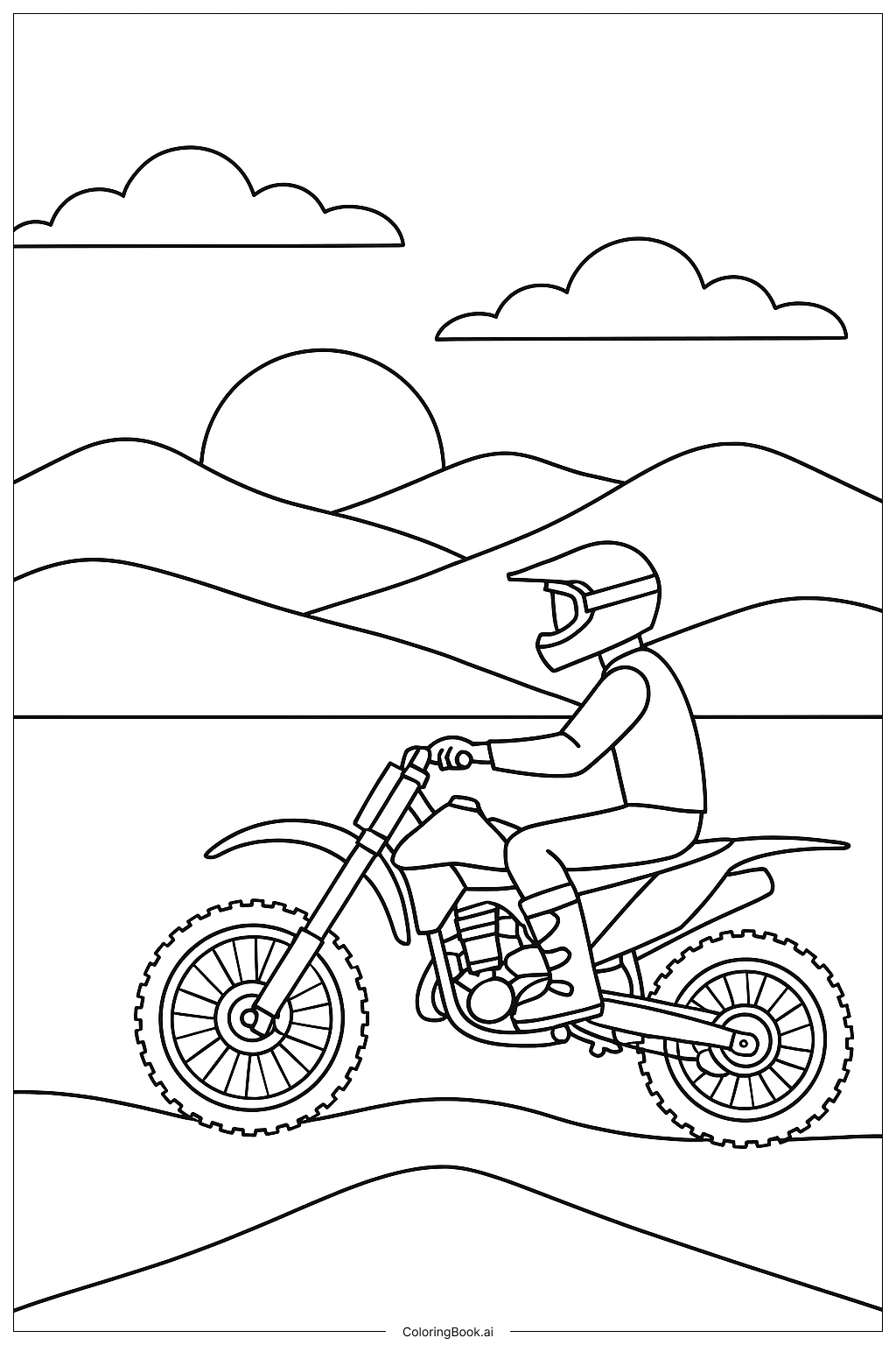 Dirt Bike Sunset Run Coloring Page