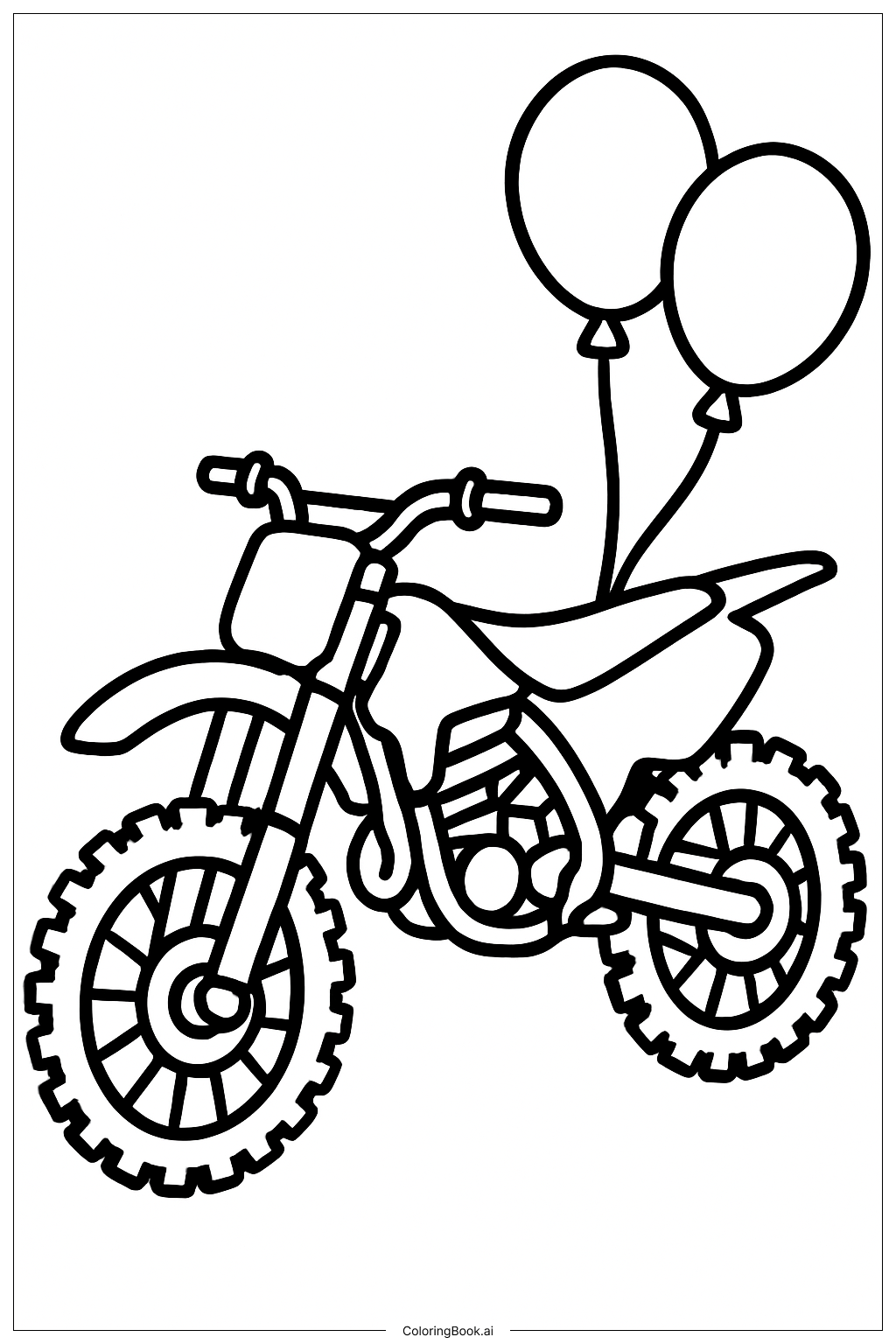  풍선이 달린 흙바이크 색칠공부 페이지 