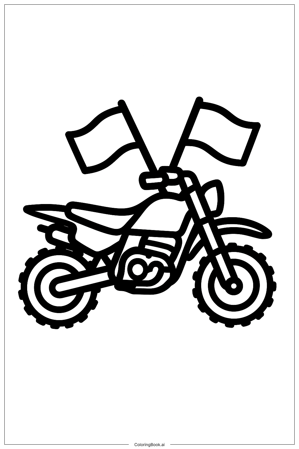  깃발이 달린 먼지 자전거 색칠공부 페이지 