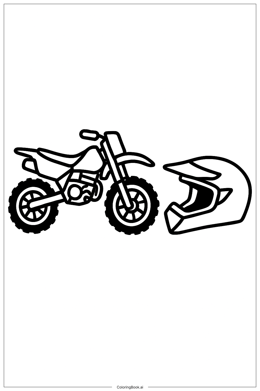  헬멧과 함께하는 먼지 바이크 색칠공부 페이지 