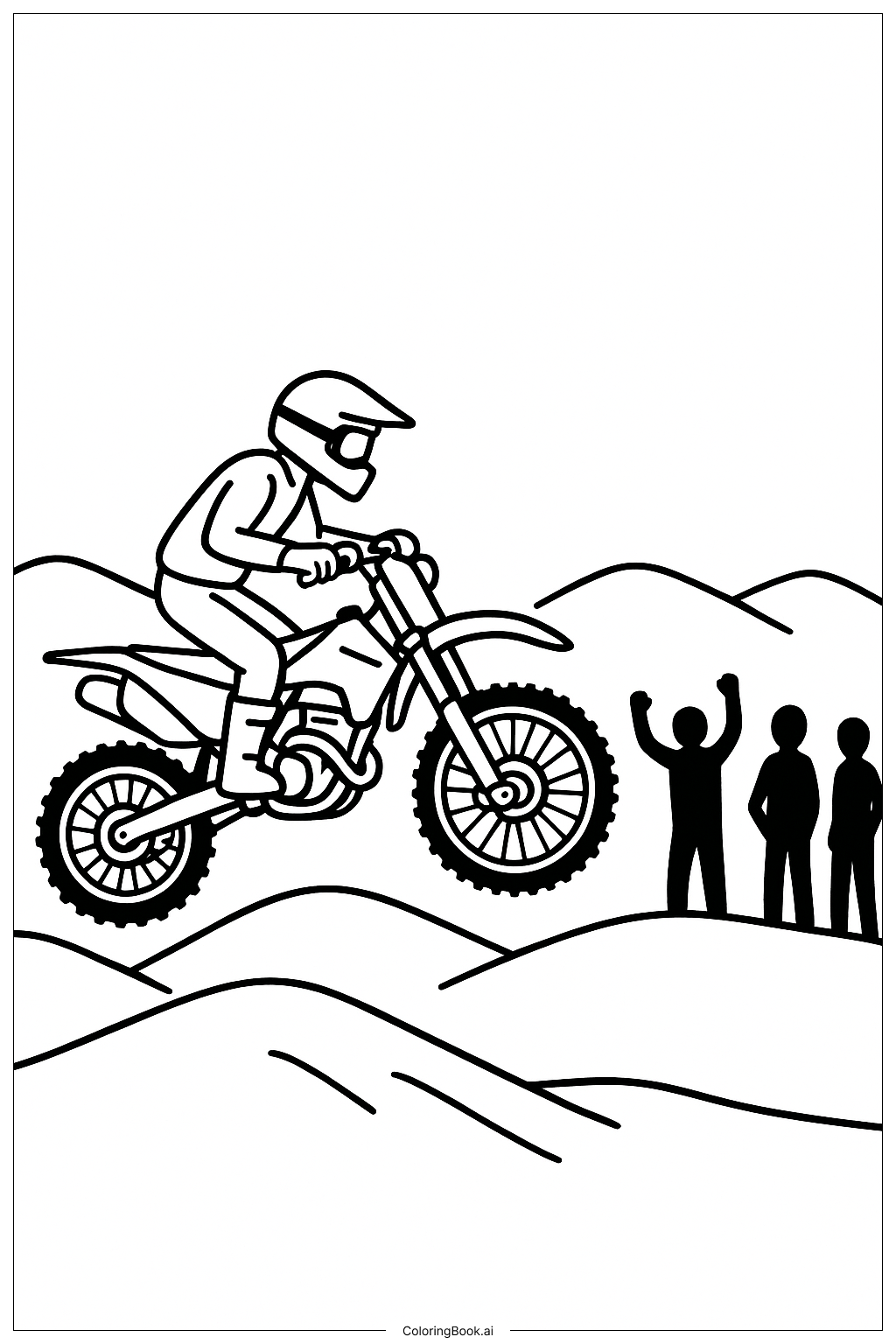  Page de coloriage Moto tout-terrain avec spectateurs 