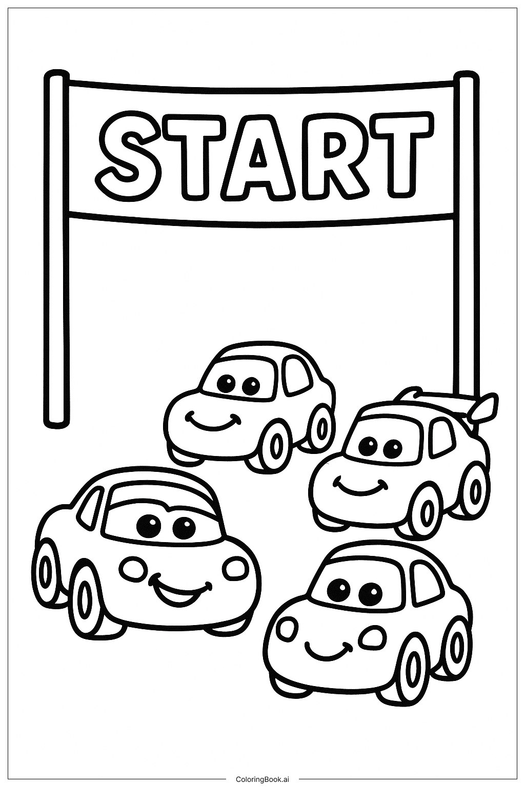  Página para colorir de Corrida dos Bebês de Carros Disney 