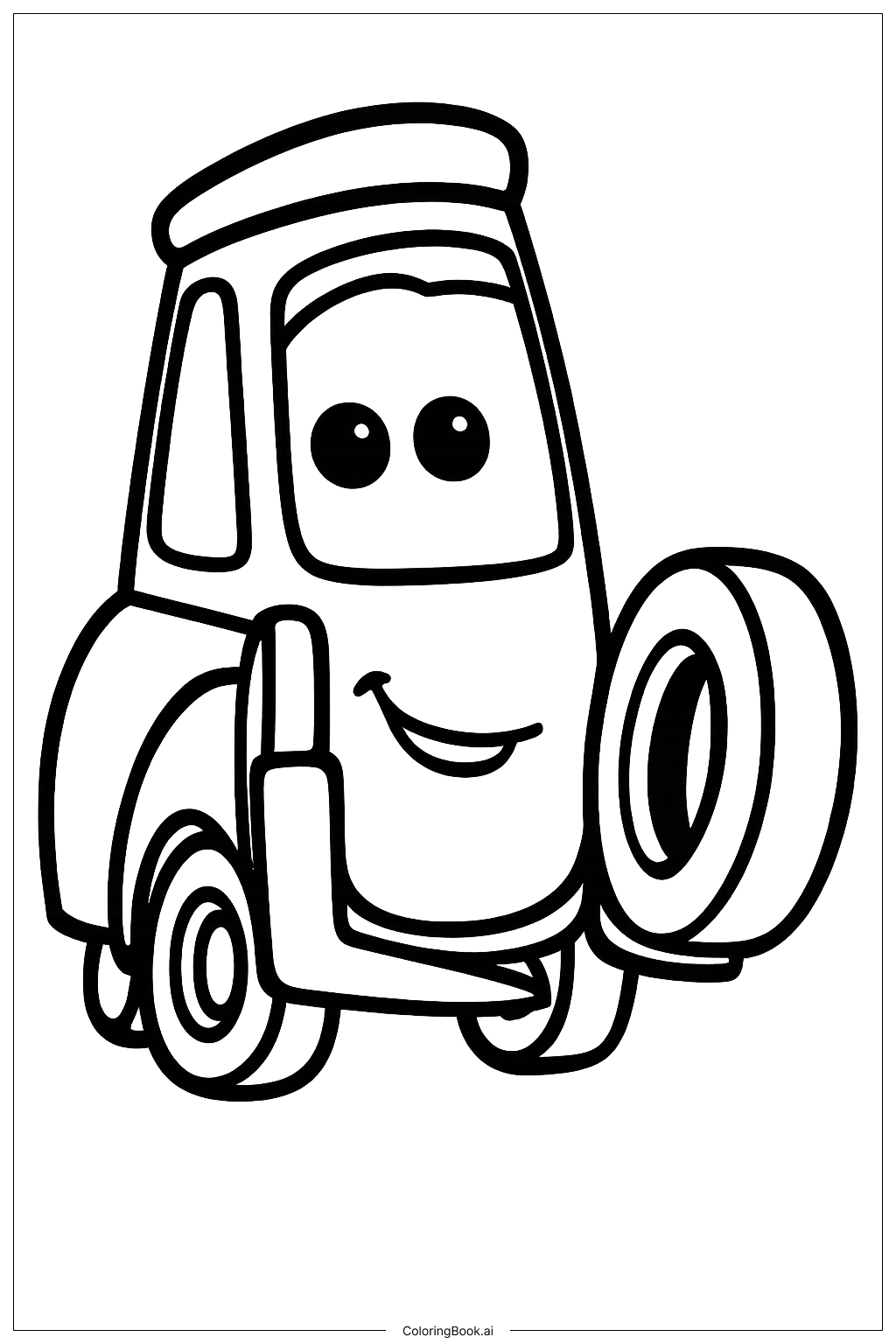  迪士尼赛车 关多拿着轮胎填色页 