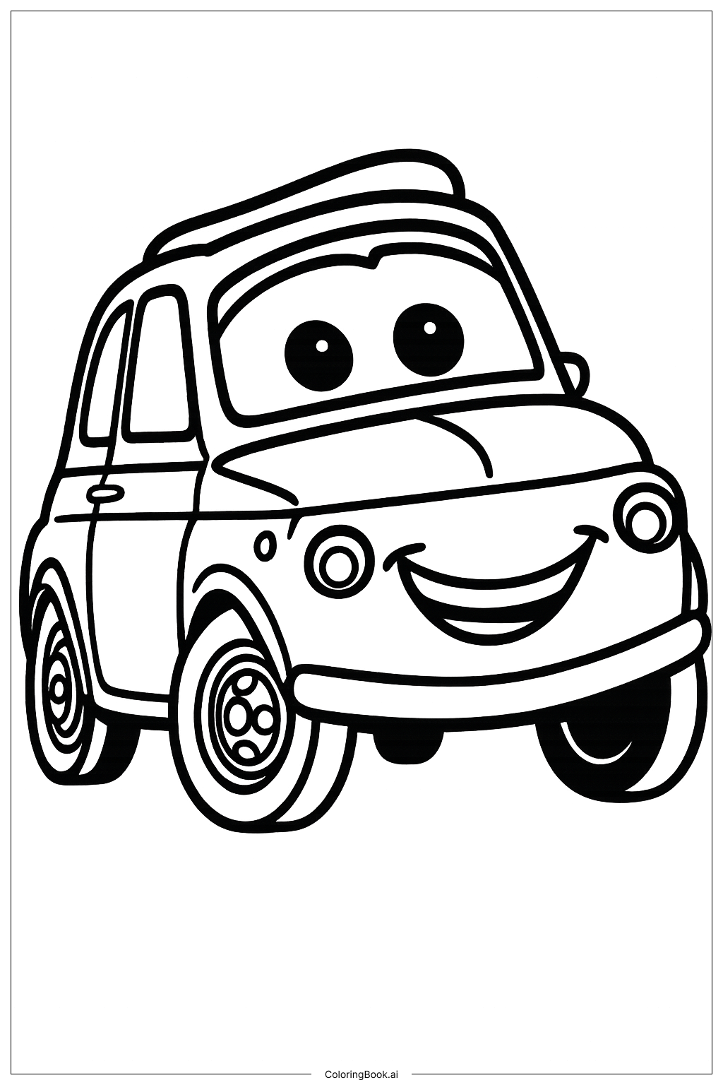  迪士尼汽車隊 路易吉 開心表情著色頁 