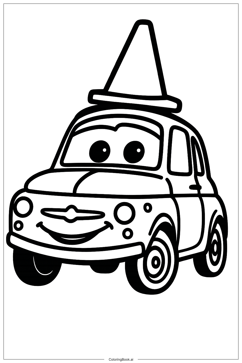 Trang tô màu Disney Cars Luigi Với Chiếc Nón Chóp