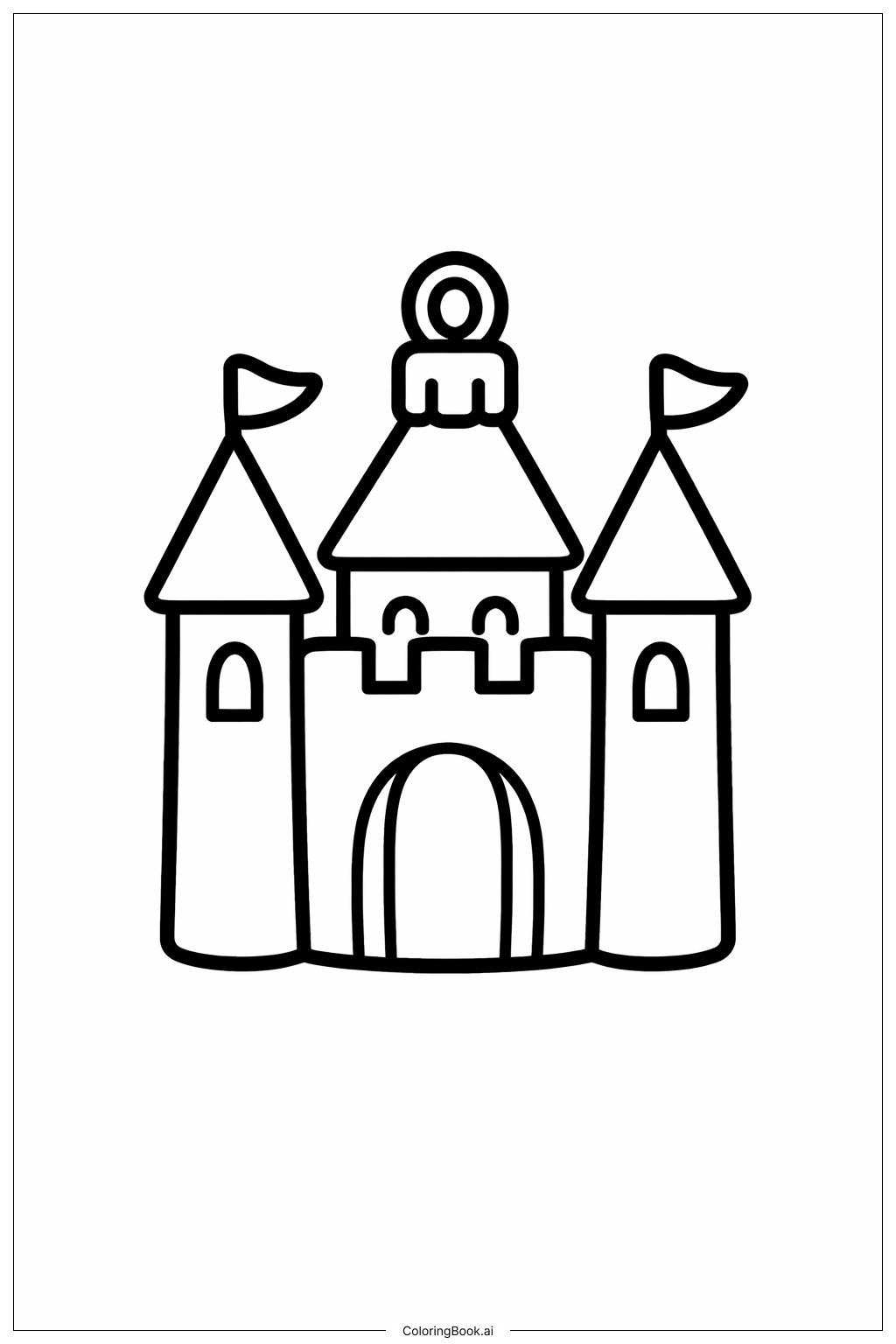  Página para colorear de Adorno de Castillo de Navidad de Disney 