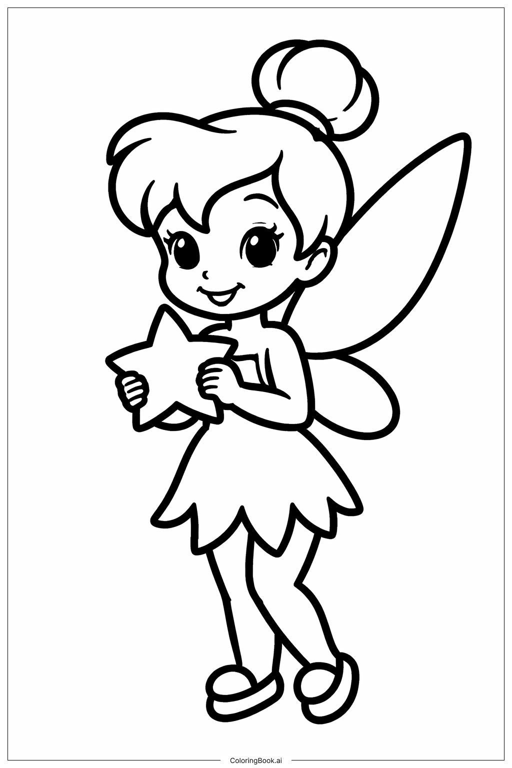  Página para colorear de Estrella de Campanilla de Navidad de Disney 