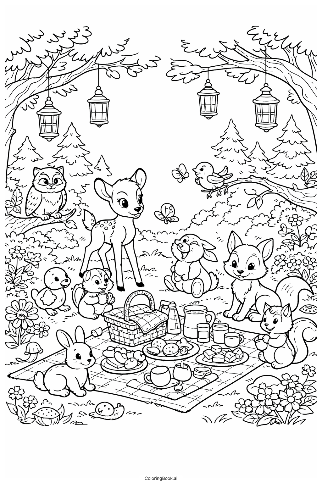  디즈니 숲 속 동물 친구들의 모임 색칠공부 페이지 