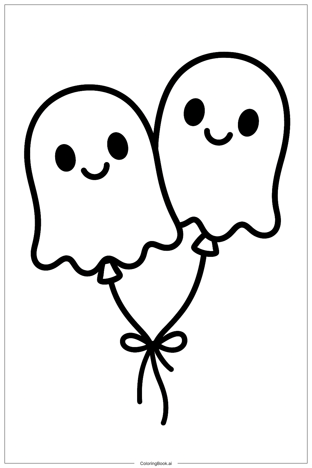 迪士尼万圣节气球幽灵组合填色页