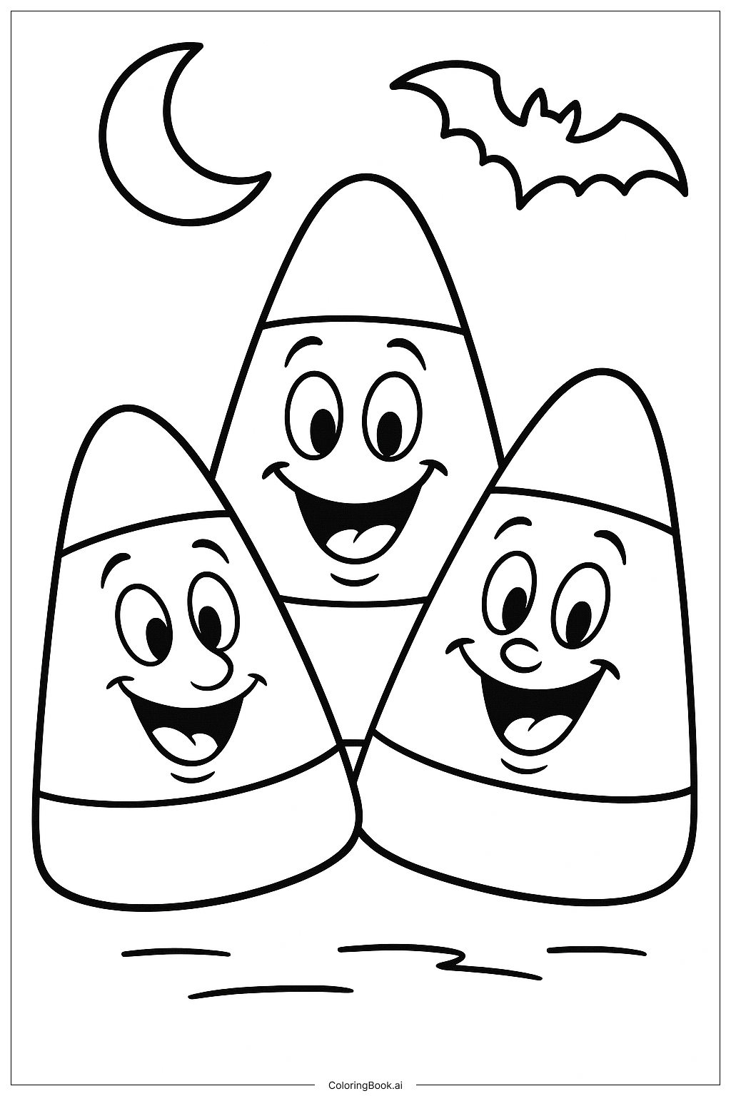 迪士尼万圣节糖果玉米三人组填色页