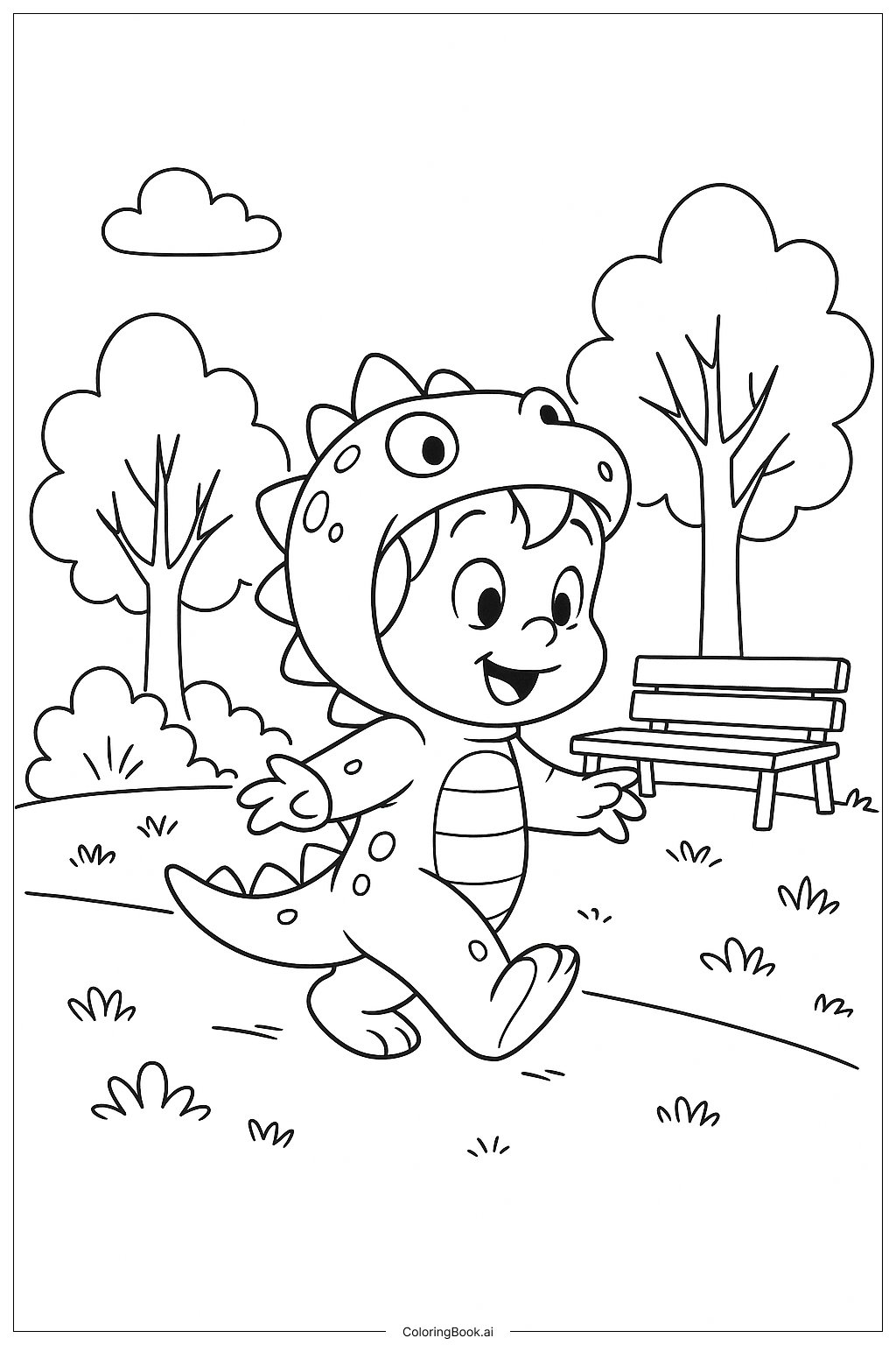 迪士尼万圣节恐龙散步填色页