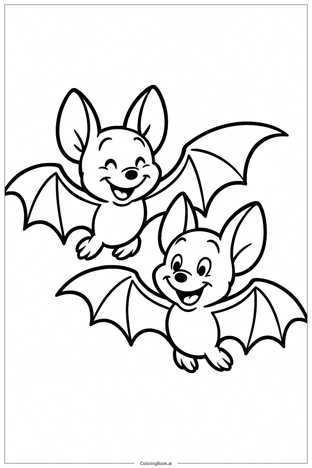  迪士尼万圣节友好蝙蝠一对填色页 