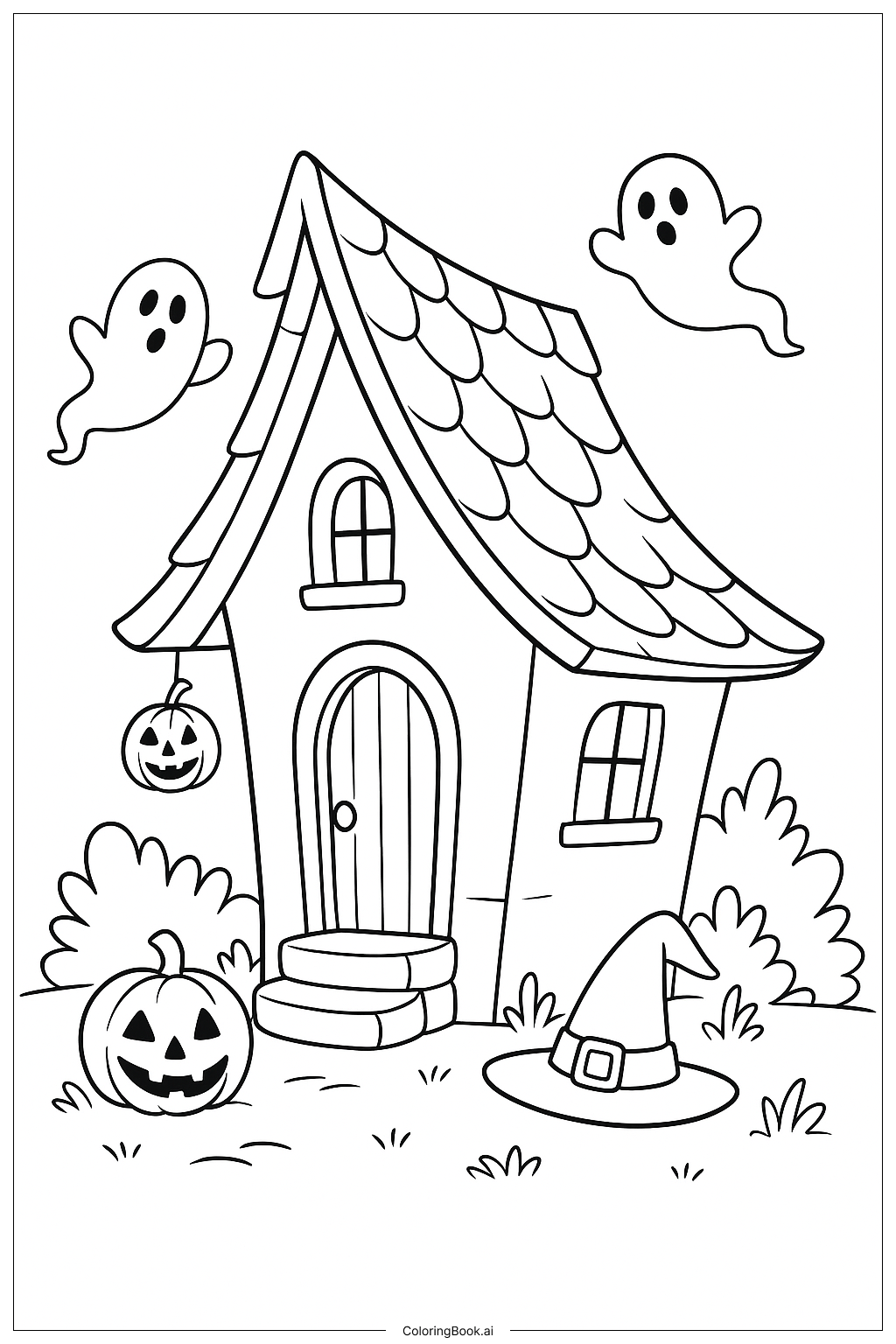 迪士尼万圣节友好女巫屋填色页