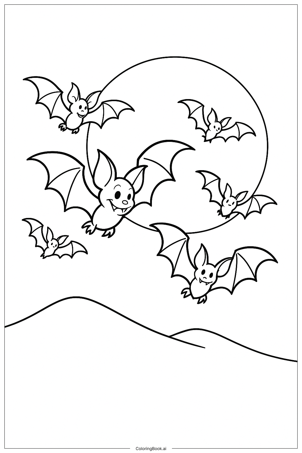 迪士尼万圣节月光蝙蝠填色页